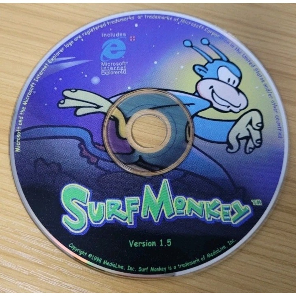 Surf Monkey 1998 Version 1.5 Microsoft Internet Explorer 4.0 Web Browser CD‎ Rom
